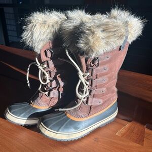 Sorel Womens Joan of Arctic Sz 10 Snow Brown Waterproof Leather Boots NL1540